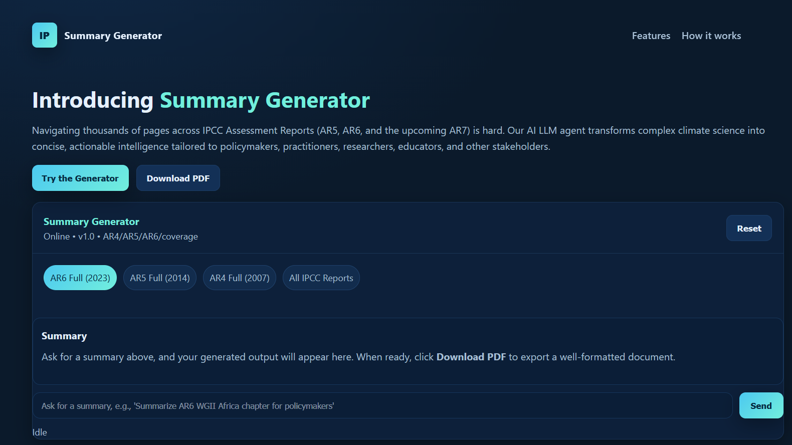 IPCC Summary Generator