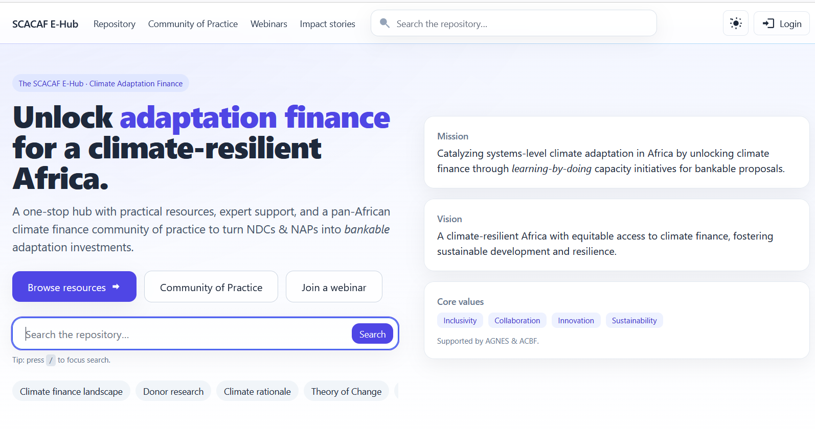 SCACAF E-Hub – Climate Adaptation Finance
